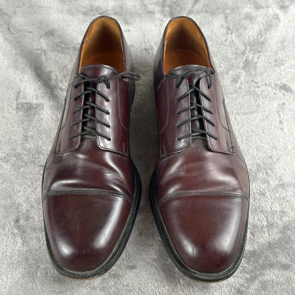 Cole Haan City Mens‎ 11.5 D Burgundy Leather Cap Toe Derby Dress Shoes 837488
